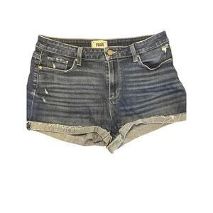 Paige Denim Women Medium Jimmy Jimmy Short Rolled Cuffed Hem Blue Wash Creases